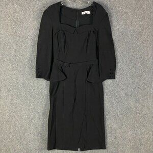 Muxxn Dress Women's Large Sheath 3/4 Sleeve Black Rayon Blend L‎
